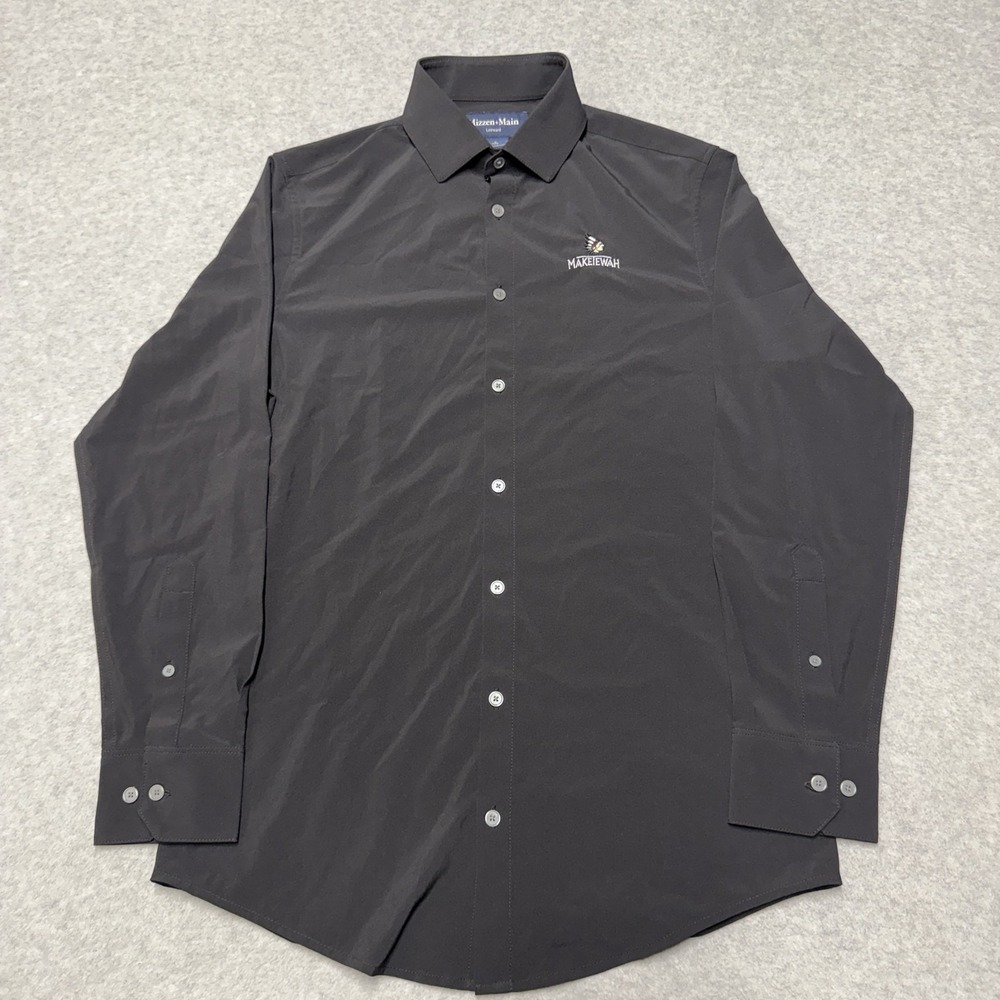 Mizzen+Main Leeward Shirt Mens Small Black Trim Fit Stretch Maketewah Golf